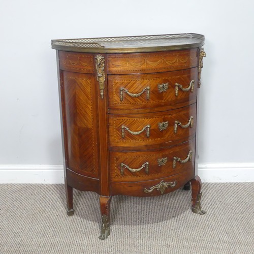 440 - A 19th century French kingwood and marquetry demi-lune Commode / Chest of drawers, of small proporti... 