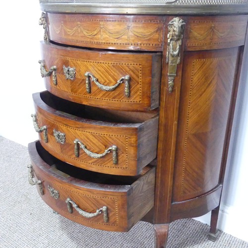 440 - A 19th century French kingwood and marquetry demi-lune Commode / Chest of drawers, of small proporti... 