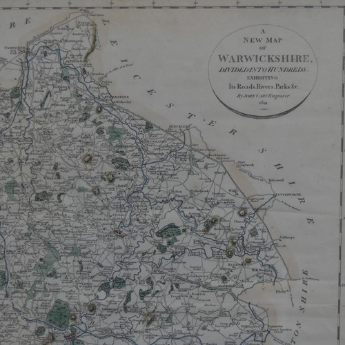 246 - John Cary (1754-1835), A New Map of Warwickshire, 1821, hand coloured, 55cm x 50cm, together with an... 