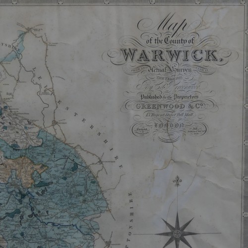 246 - John Cary (1754-1835), A New Map of Warwickshire, 1821, hand coloured, 55cm x 50cm, together with an... 