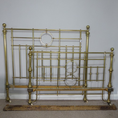 448 - A Victorian Maple & co brass Bed, in the Aesthetic style, with bed irons and ivorine label for M... 