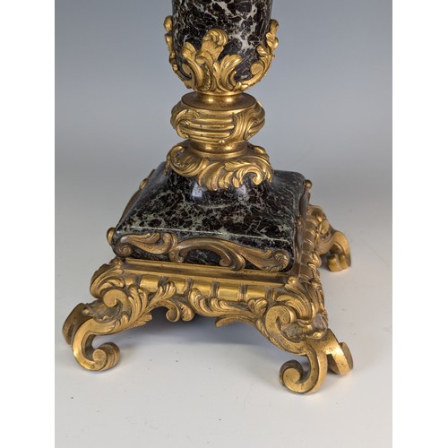 449 - A gilt metal mounted marble Louis XVI style Lamp Base, of urn form, decorated with gilt metal foliat... 