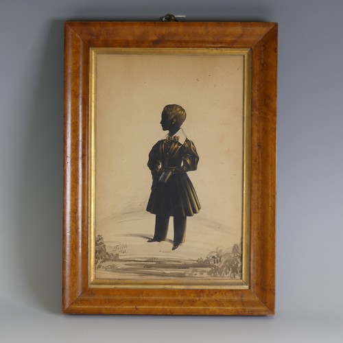 250 - Henry Albert Frith (after 1837-c1854), a mid-19th century silhouette portrait of a young boy standin... 