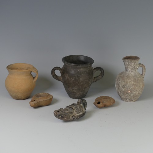 167 - A quantity of Antiquities and later antiquity type Objects, to comprise two Roman pottery oil lamps,... 