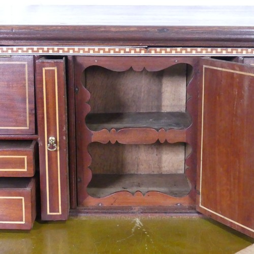 454 - A good 19th century mahogany secretaire Chest / Cupboard, rectangular top with decorative banding, a... 