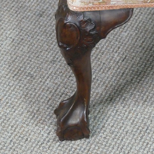 456 - An antique Chippendale style mahogany two chair-back Settee, carved and pierced backrests flanked by... 