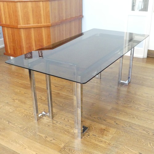 457 - Tim Bates for Pieff, a 'Mandarin' Range dining Table, 1970s, the glass rectangular surface resting o... 