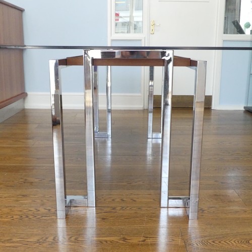 457 - Tim Bates for Pieff, a 'Mandarin' Range dining Table, 1970s, the glass rectangular surface resting o... 