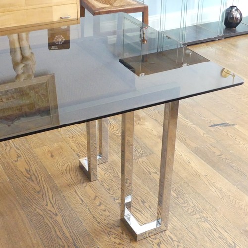 457 - Tim Bates for Pieff, a 'Mandarin' Range dining Table, 1970s, the glass rectangular surface resting o... 