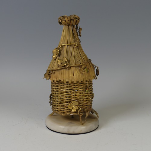 458 - A mid 19th Century French Necessaire, in the form of a beehive / skep, with straw canopy and basket ... 