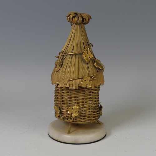 458 - A mid 19th Century French Necessaire, in the form of a beehive / skep, with straw canopy and basket ... 