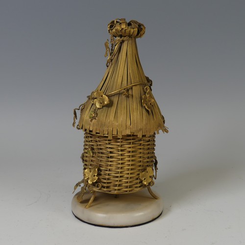 458 - A mid 19th Century French Necessaire, in the form of a beehive / skep, with straw canopy and basket ... 