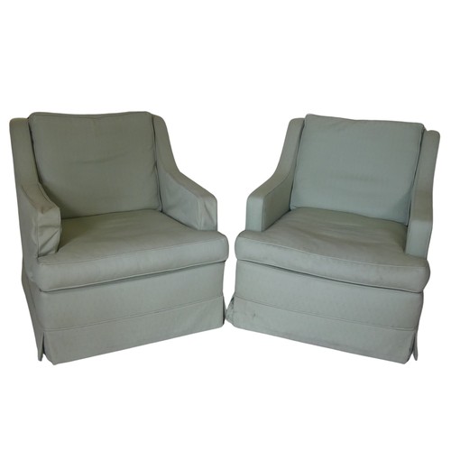 465 - A pair of 20th century 'club-style' upholstered Armchairs, W 75 cm x H 80 cm x D 90 cm(2)... 