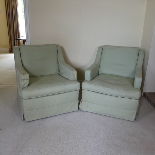 465 - A pair of 20th century 'club-style' upholstered Armchairs, W 75 cm x H 80 cm x D 90 cm(2)... 