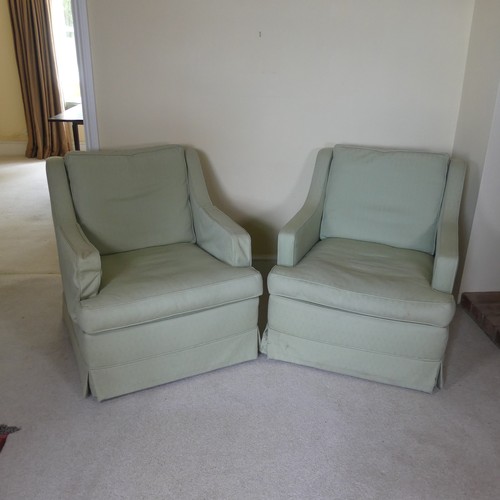 465 - A pair of 20th century 'club-style' upholstered Armchairs, W 75 cm x H 80 cm x D 90 cm(2)... 