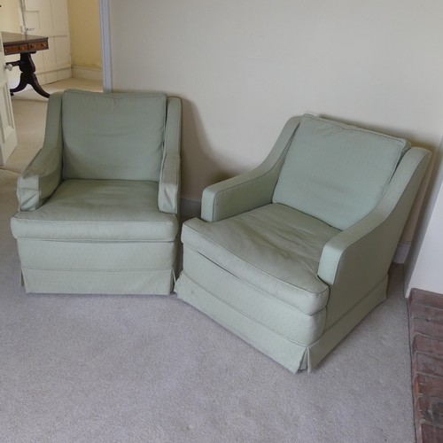 465 - A pair of 20th century 'club-style' upholstered Armchairs, W 75 cm x H 80 cm x D 90 cm(2)... 