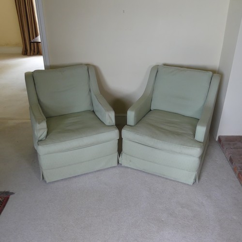 465 - A pair of 20th century 'club-style' upholstered Armchairs, W 75 cm x H 80 cm x D 90 cm(2)... 