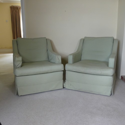 465 - A pair of 20th century 'club-style' upholstered Armchairs, W 75 cm x H 80 cm x D 90 cm(2)... 