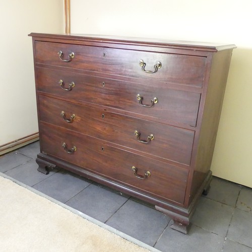 468 - A George III mahogany Chest of drawers, rectangular top over four long graduating drawers, raised on... 