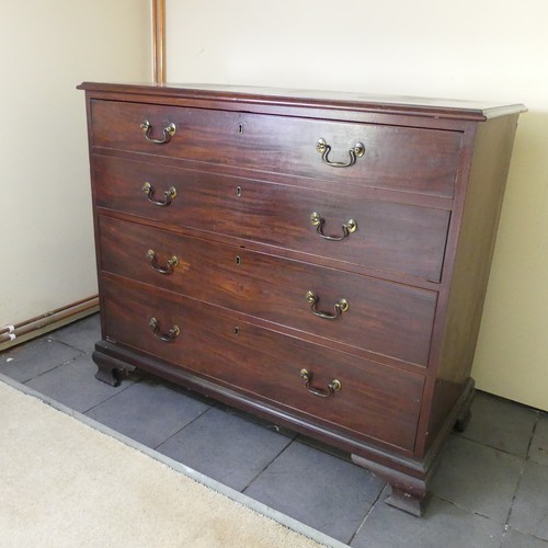 468 - A George III mahogany Chest of drawers, rectangular top over four long graduating drawers, raised on... 