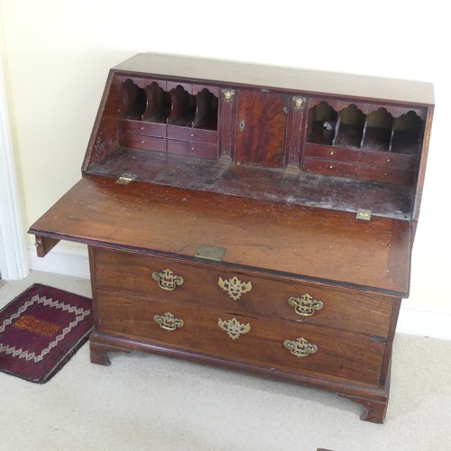 469 - A George III mahogany Bureau, hinged sloped fall front concealing fitted interior and writing surfac... 