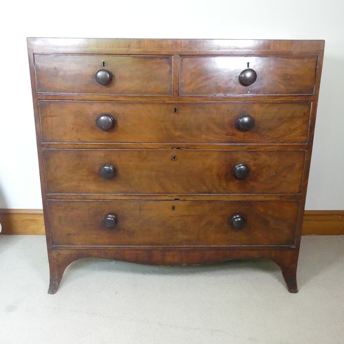 475 - A 19th century mahogany Chest of drawers, two short drawers over three long drawers, raised on splay... 