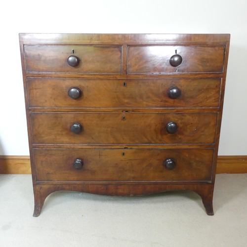 475 - A 19th century mahogany Chest of drawers, two short drawers over three long drawers, raised on splay... 