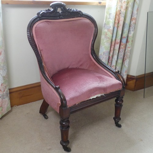 477 - An early Victorian mahogany showframe Armchair, of small proportions, W 57 cm x H 82 cm x D 46 cm.... 