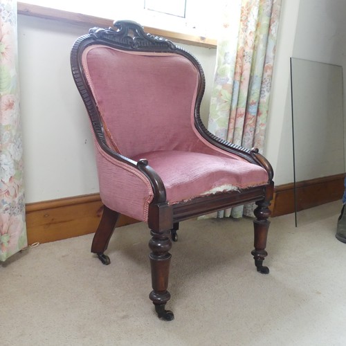 477 - An early Victorian mahogany showframe Armchair, of small proportions, W 57 cm x H 82 cm x D 46 cm.... 