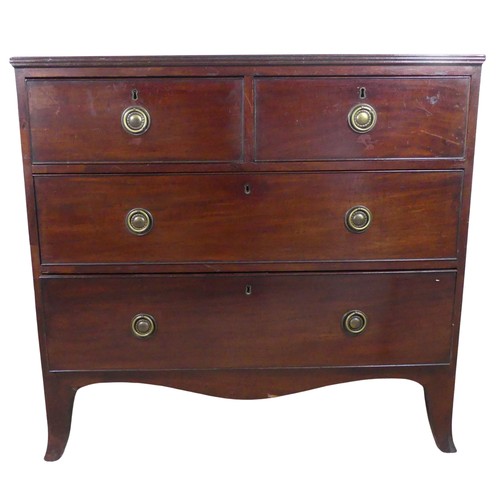 478 - A 19th century mahogany Chest of drawers, rectangular top over two short drawers and two long drawer... 