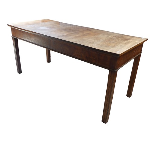 486 - A good early 20th century elm writing / centre Table, rectangular top over beaded edges, raised on s... 