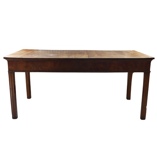 486 - A good early 20th century elm writing / centre Table, rectangular top over beaded edges, raised on s... 