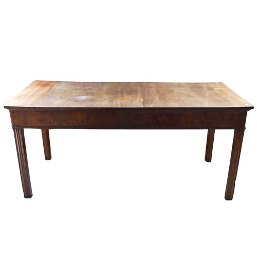 486 - A good early 20th century elm writing / centre Table, rectangular top over beaded edges, raised on s... 