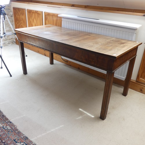 486 - A good early 20th century elm writing / centre Table, rectangular top over beaded edges, raised on s... 