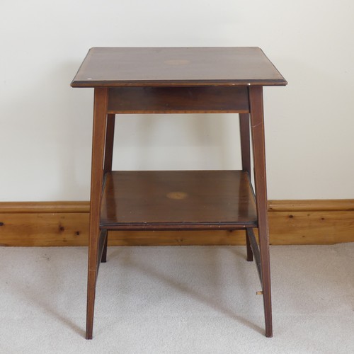 492 - An Edwardian mahogany and inlaid occasional Table, square top with inlaid centre and banded edges, a... 