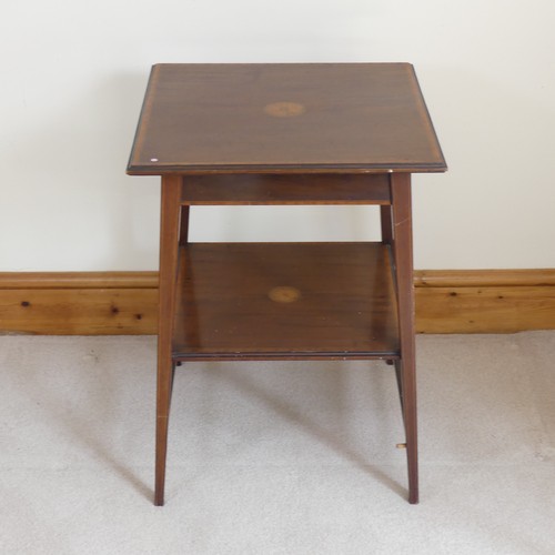 492 - An Edwardian mahogany and inlaid occasional Table, square top with inlaid centre and banded edges, a... 