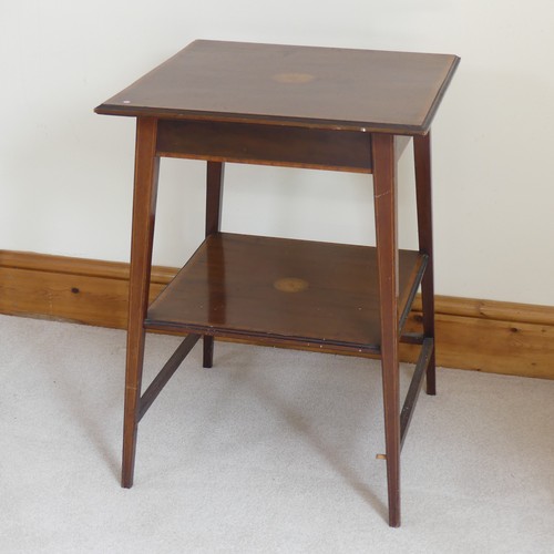 492 - An Edwardian mahogany and inlaid occasional Table, square top with inlaid centre and banded edges, a... 