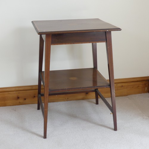 492 - An Edwardian mahogany and inlaid occasional Table, square top with inlaid centre and banded edges, a... 