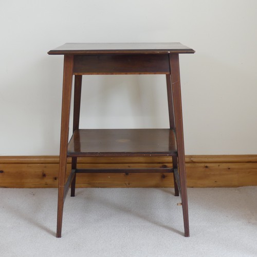 492 - An Edwardian mahogany and inlaid occasional Table, square top with inlaid centre and banded edges, a... 