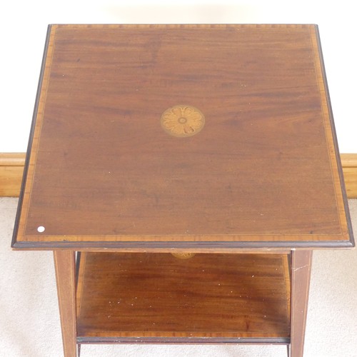 492 - An Edwardian mahogany and inlaid occasional Table, square top with inlaid centre and banded edges, a... 