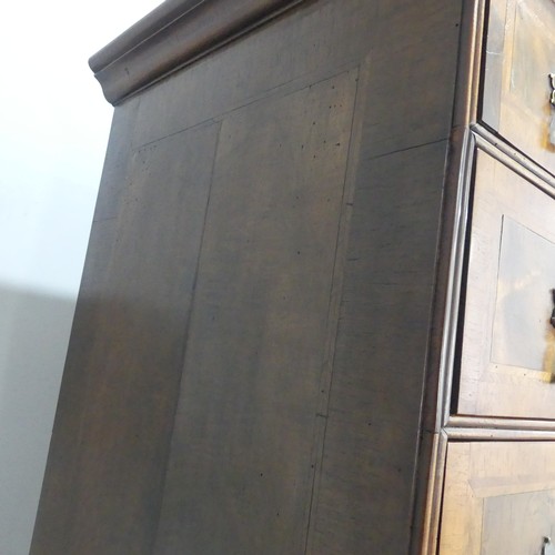 499 - A Georgian style walnut veneered Chest on stand, the 18th century top with moulded cornice over two ... 