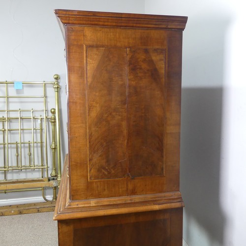 499 - A Georgian style walnut veneered Chest on stand, the 18th century top with moulded cornice over two ... 