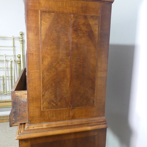 499 - A Georgian style walnut veneered Chest on stand, the 18th century top with moulded cornice over two ... 