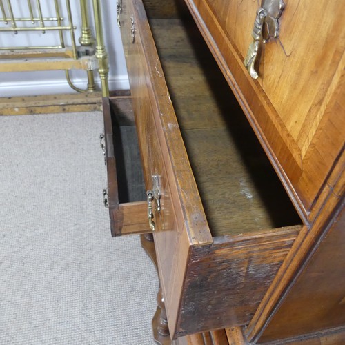 499 - A Georgian style walnut veneered Chest on stand, the 18th century top with moulded cornice over two ... 