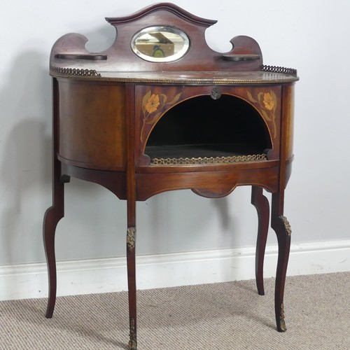 503 - A 20th century French inlaid mahogany dressing Table, of small proportions, raised on cabriole legs ... 