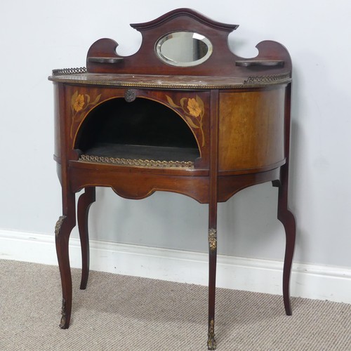 503 - A 20th century French inlaid mahogany dressing Table, of small proportions, raised on cabriole legs ... 