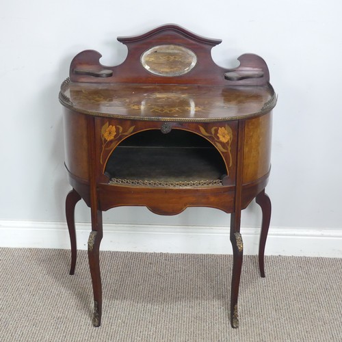 503 - A 20th century French inlaid mahogany dressing Table, of small proportions, raised on cabriole legs ... 