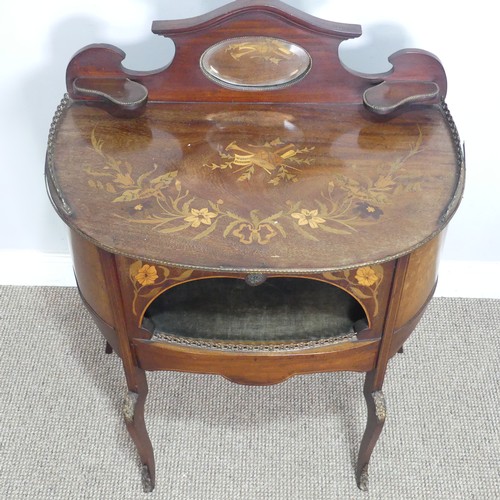 503 - A 20th century French inlaid mahogany dressing Table, of small proportions, raised on cabriole legs ... 