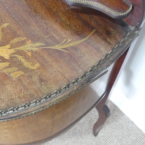 503 - A 20th century French inlaid mahogany dressing Table, of small proportions, raised on cabriole legs ... 