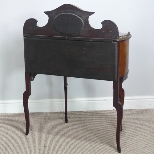 503 - A 20th century French inlaid mahogany dressing Table, of small proportions, raised on cabriole legs ... 